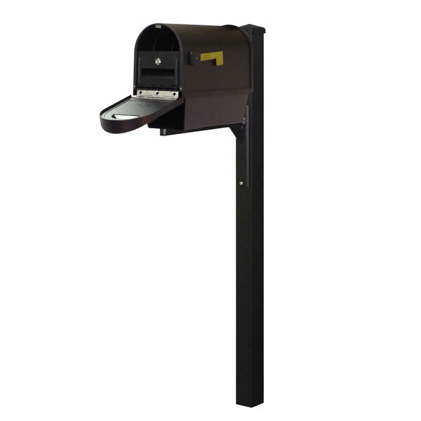 Classic Curbside Black Mailbox with Newspaper Tube, Locking Insert and Wellington Mailbox Post, image 1