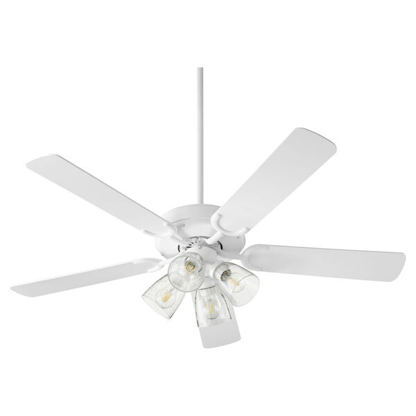 Virtue Studio White Four-Light 52-Inch Ceiling Fan with Clear Seeded Glass, image 1