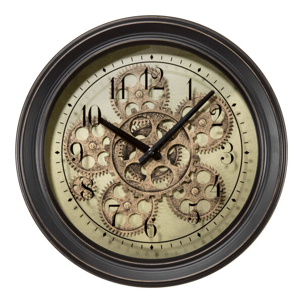 Oil Rubbed Bronze Metal Clock with Working Gears, image 1