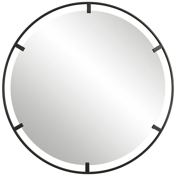 Cashel Satin Black 34-Inch x 34-Inch Round Mirror, image 2