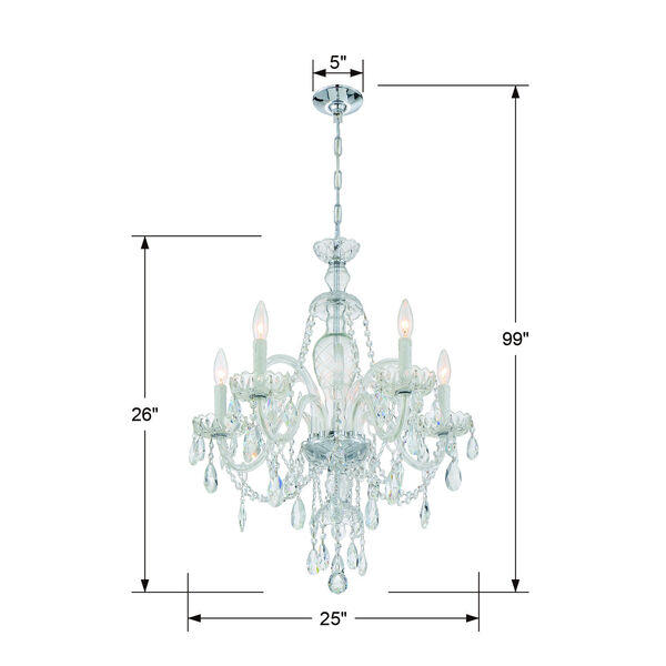 Candace Polished Chrome 25-Inch Five-Light Hand Cut Crystal Chandelier, image 5