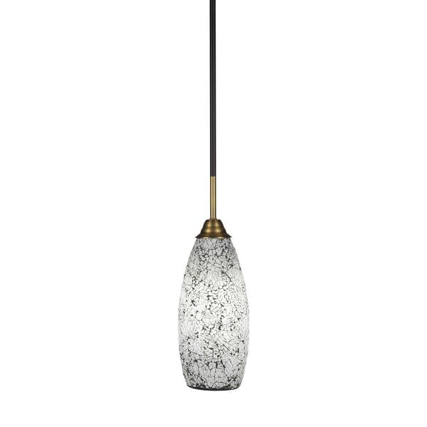 Paramount Matte Black and Brass Six-Inch One-Light Mini Pendant with Black Fusion Shade, image 1