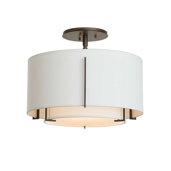 Exos Dark Smoke One-Light Semi Flush Mount with Natural Anna Outer Shade, image 2