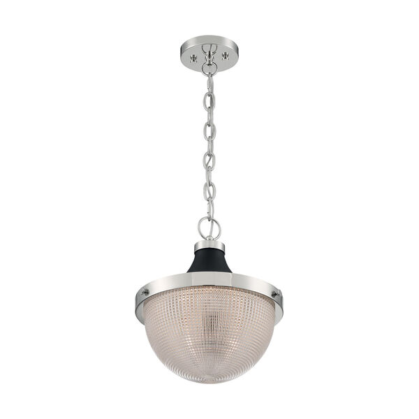 Faro Polished Nickel and Black 14-Inch One-Light Pendant, image 1