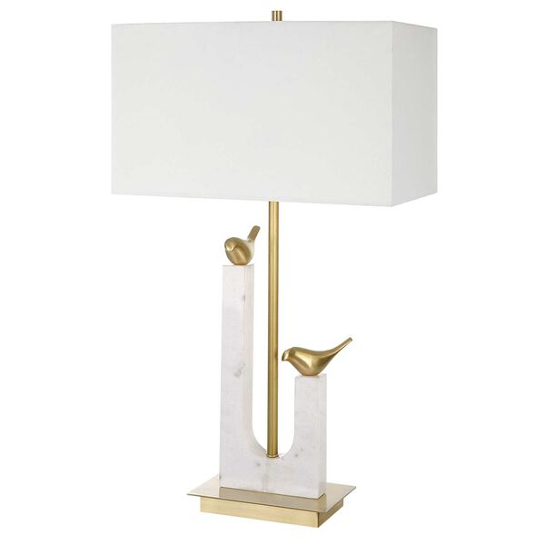 Songbirds White and Brushed Brass Table Lamp, image 5