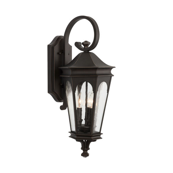 Inman Park Oiled Bronze Three-Light Outdoor Wall Mount with Antiqued Glass, image 1