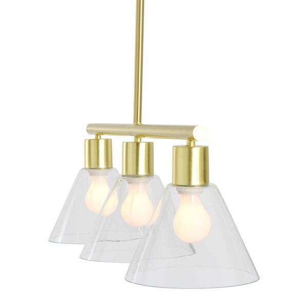 Gold Three-Light Mini Pendant with Clear Shade, image 4