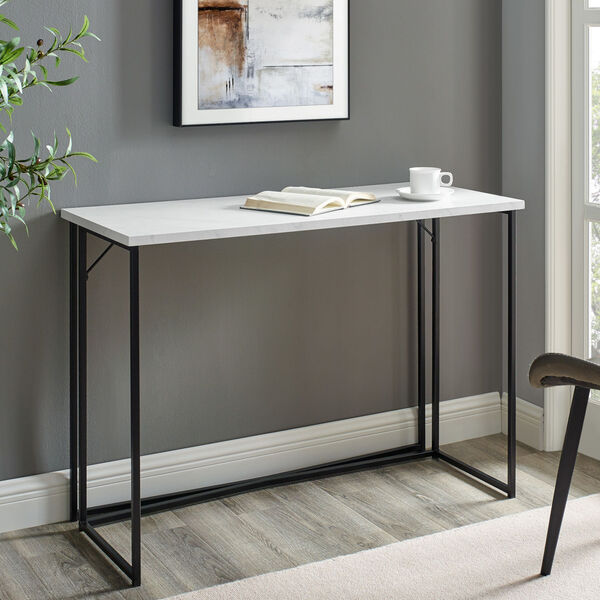Luxe Faux White Marble Writing Desk, image 1