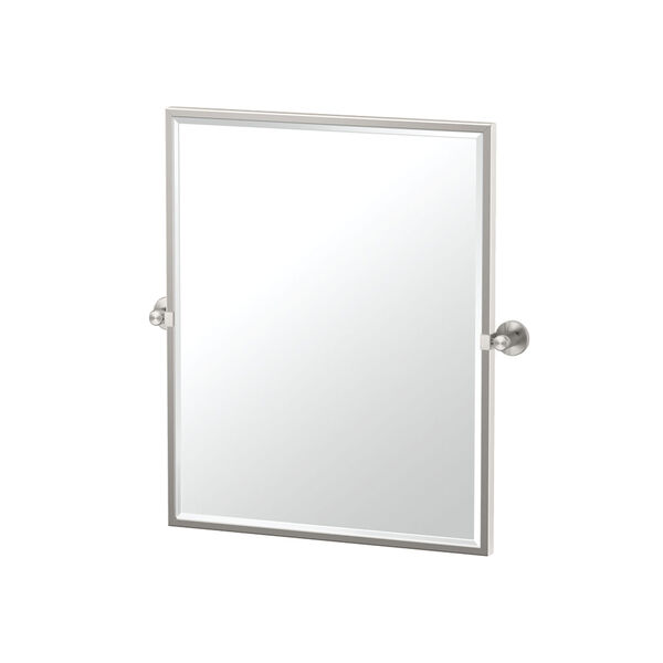 Channel Framed Small Rectangle Mirror Satin Nickel, image 1