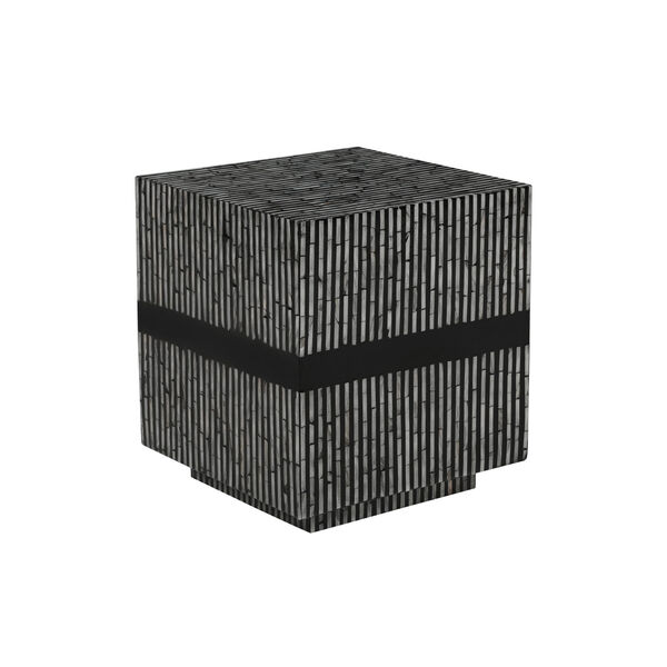 Pippit Black Capiz Square Striped Accent Table, image 2