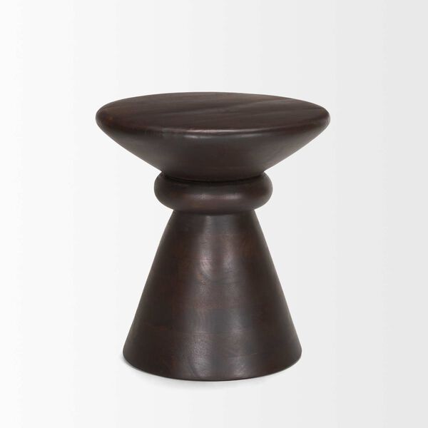 Palmera Dark Brown Wood Pedestal Side Table, image 2