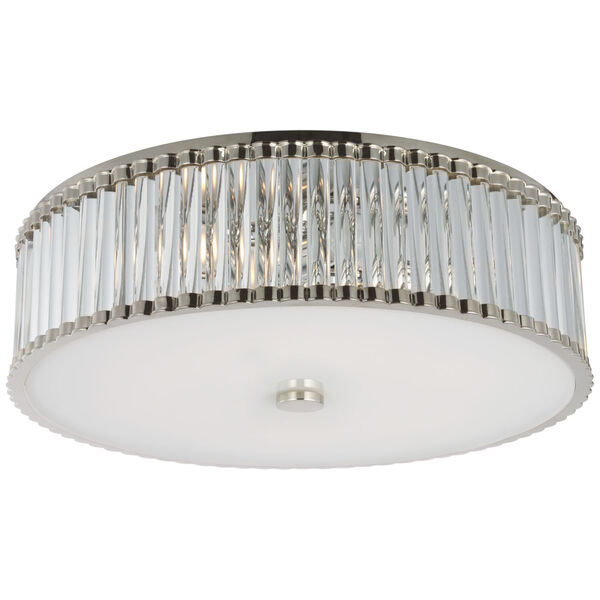 Kean 24-Inch Flush Mount in Polished Nickel with Clear Glass Rods and Frosted Glass Diffuser by Chapman  and  Myers, image 1