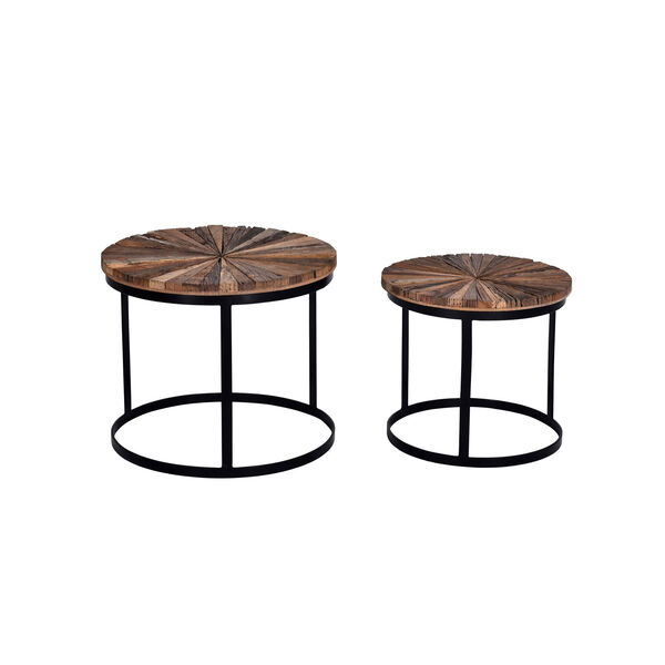 Layover Natural and Black Iron Nesting Table, image 2