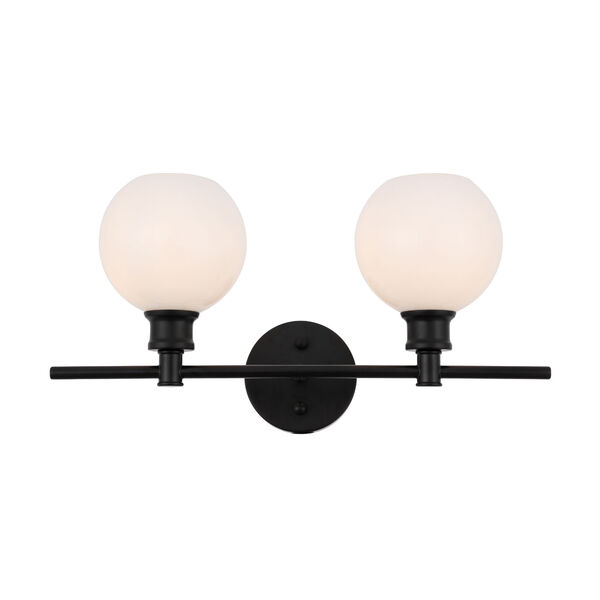 Collier Black Two-Light Bath Vanity with Frosted White Glass, image 1