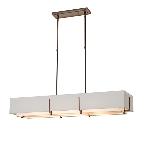 Exos Bronze 15-Inch Four-Light Pendant with Light Grey Outer Shade, image 1