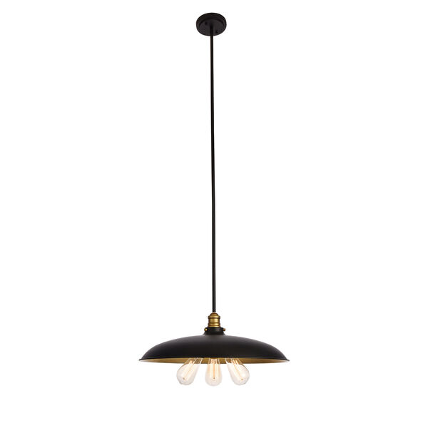 Anders Black and Brass Three-Light Chandelier, image 1