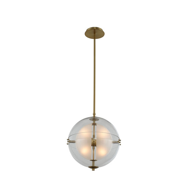 Sussex Winter Brass 14-Inch Four-Light LED Pendant, image 1