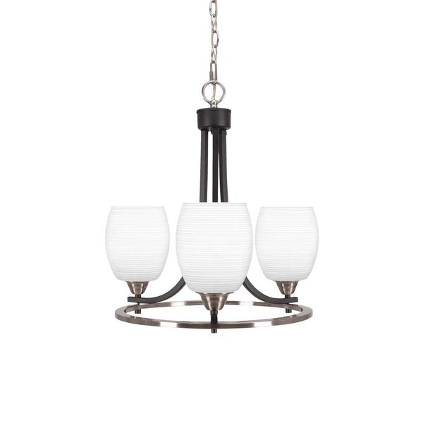 Paramount Matte Black Brushed Nickel Three-Light Chandelier with White Dome Matrix Glass, image 1