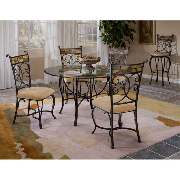 Pompei Black Gold/Slate Mosaic Dining Table Set with Four Chairs, image 1