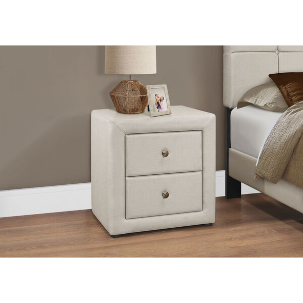 Beige Two Drawer Night Stand, image 2
