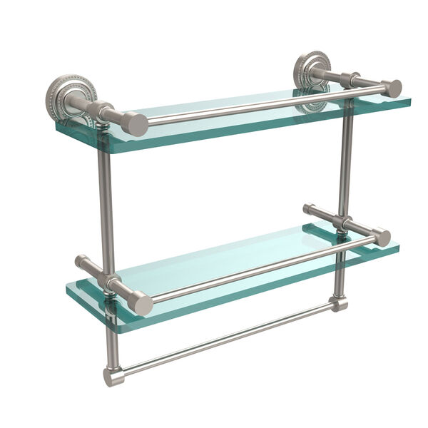 Dottingham 16-Inch Gallery Double Glass Shelf with Towel Bar, image 1