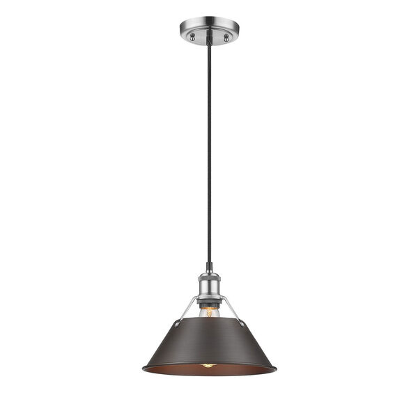 Orwell Pewter 10-Inch One-Light Mini Pendant with Rubbed Bronze Shade, image 2