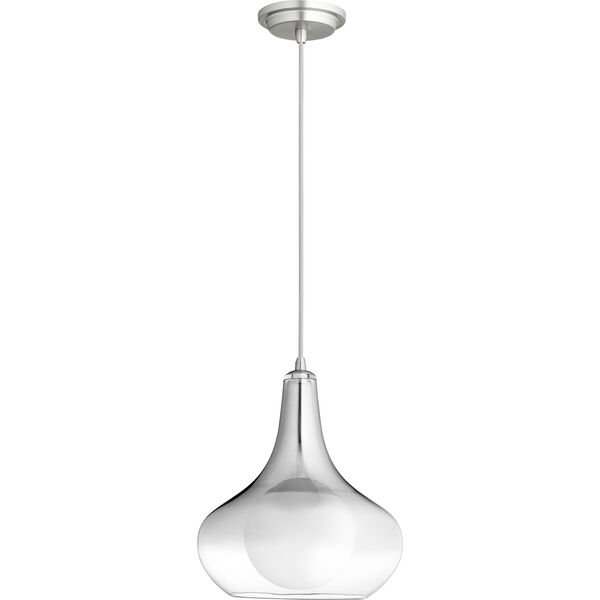 Satin Nickel and Smoke Ombre One-Light Pendant, image 1