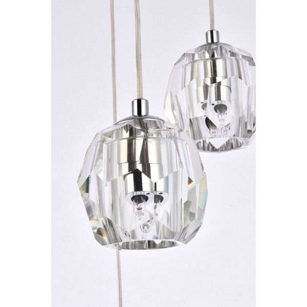 Eren Chrome 12-Inch Five-Light Pendant with Royal Cut Clear Crystal, image 5