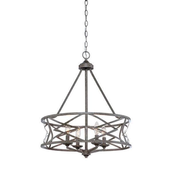Lakewood Antique Silver 21-Inch Four-Light Chandelier, image 1