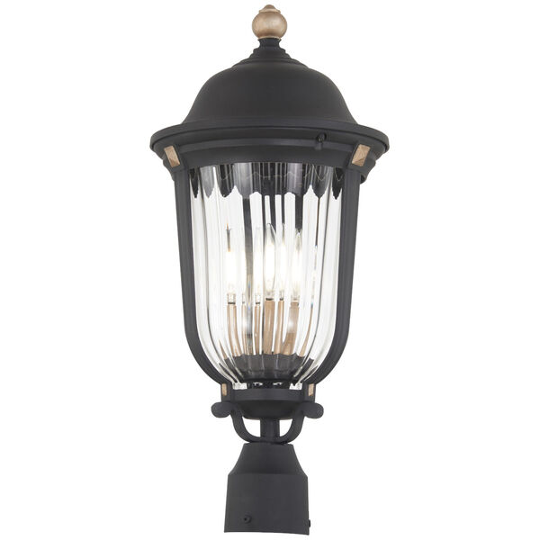 Peale Street Sand Coal And Vermeil Gold Three-Light Outdoor Post Mount, image 1