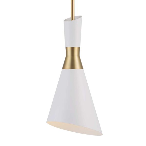 Eames Antique Brass and White One-Light Mini Pendant, image 1