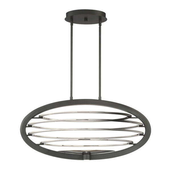 Ombra Dark Bronze and Polished Nickel Two-Light Oval LED Chandelier, image 2