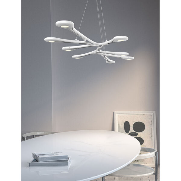 Abstraction Satin White Eight-Light Linear LED Pendant, image 2
