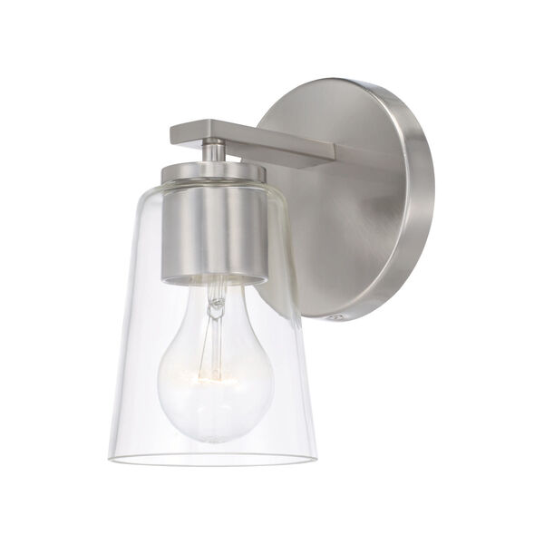 Portman Brushed Nickel One-Light Sconce with Clear Glass, image 1