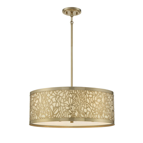New Haven New Burnished Brass Four-Light Pendant, image 3