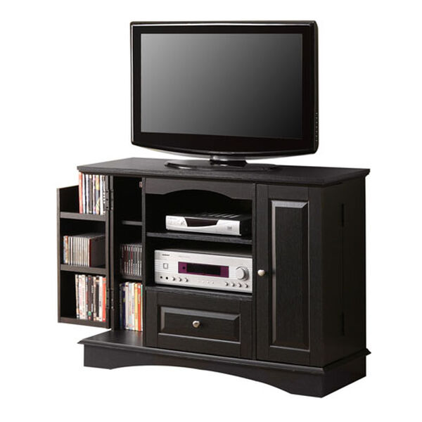 Black 42-Inch Bedroom TV Console with Media Storage, image 2