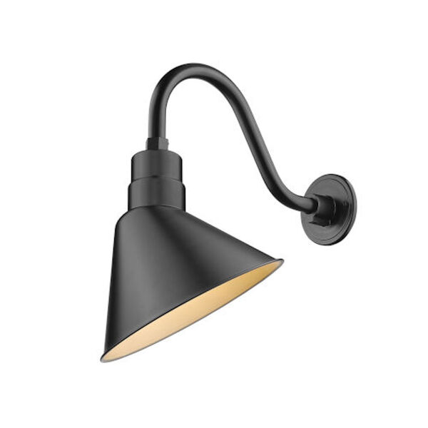 Finn Satin Black One-Light Outdoor Wall Sconce with Gooseneck, image 2