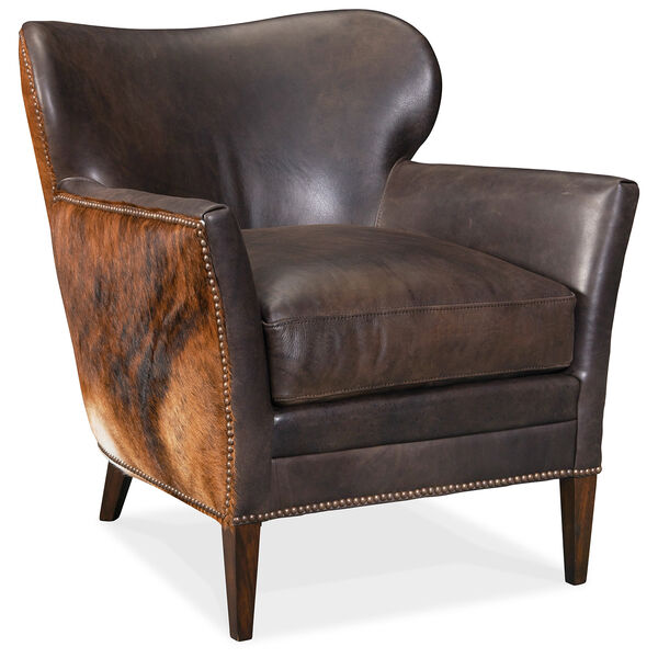 Kato Brown Leather Club Chair with Dark Brindle, image 1