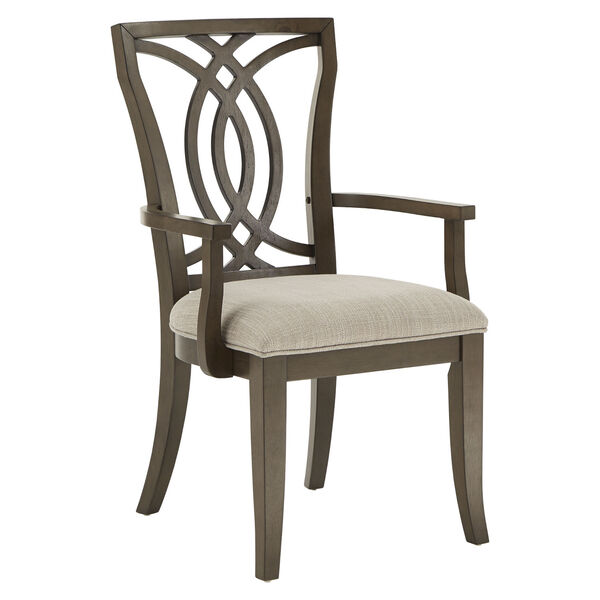 Gloria Dark Walnut and Beige Dining Arm Chair, Set of Two, image 1