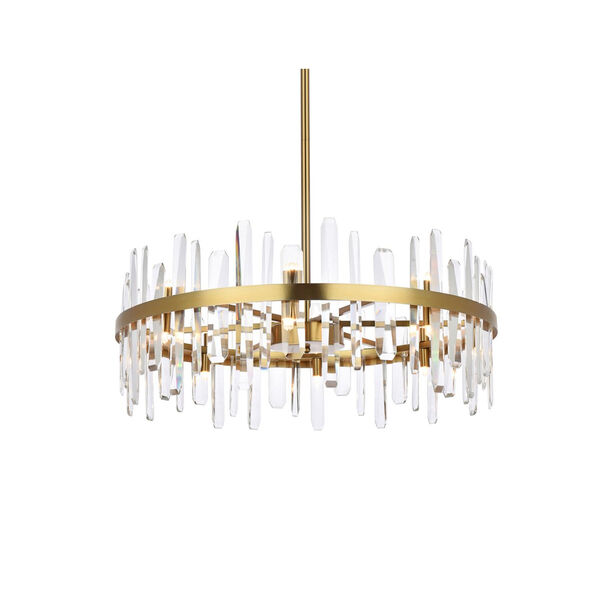 Serena Satin Gold and Clear 32-Inch Round Chandelier, image 3