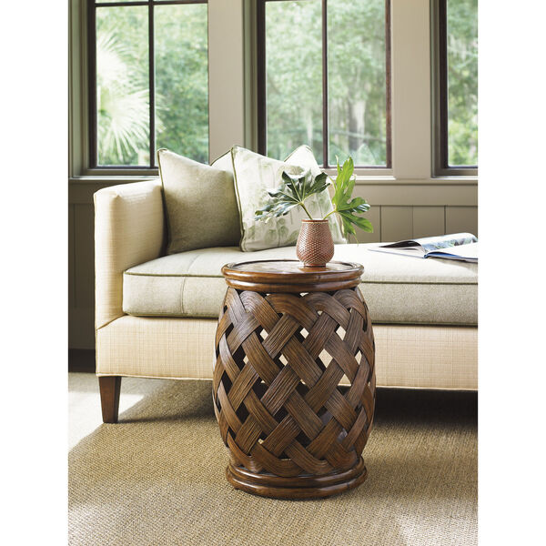 Bali Hai Brown Hibiscus Round Accent Table, image 3