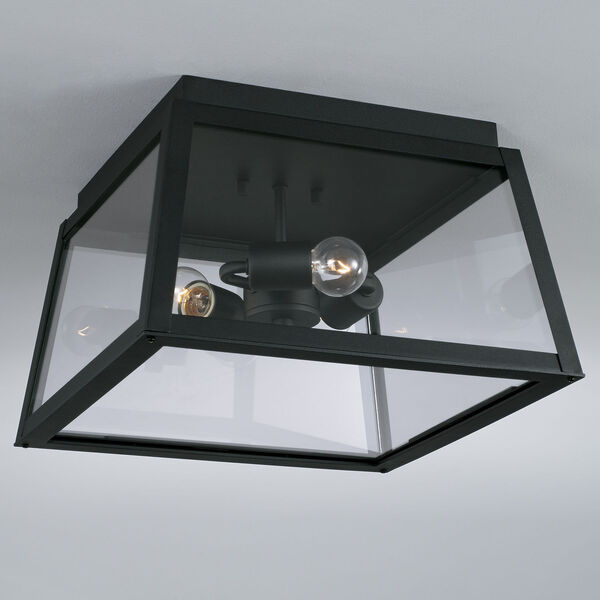 Leighton Black Three-Light Outdoor Flush Mount with Clear Glass, image 4