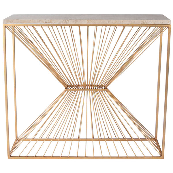 Cosmo Fossil Stone and Metal Console Table, image 3