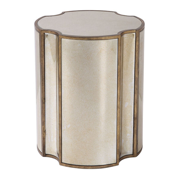 Harlow Antique Brass Mirrored Accent Table, image 1