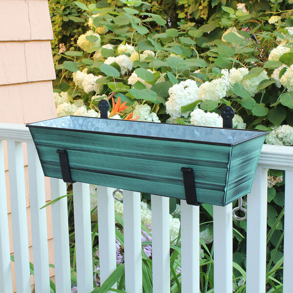 Green Patina 22-Inch Flower Box with Clamp-On Bracket, image 3