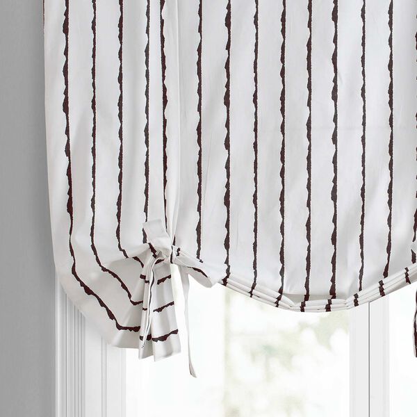 Sharkskin Black Stripe Printed Cotton Tie-Up Window Shade Single Panel, image 4
