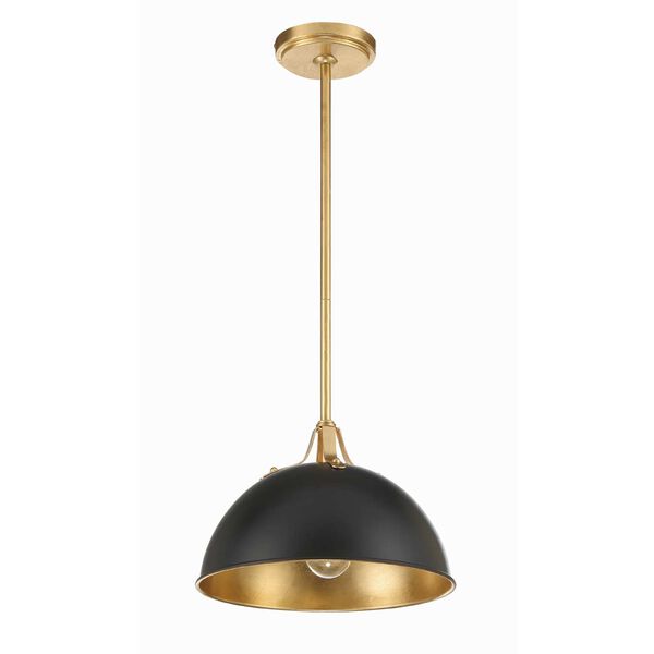 Soto Matte Black and Antique Gold 12-Inch One-Light Pendant, image 2