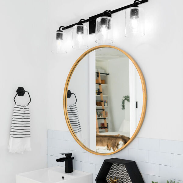 HomePlace Greyson Matte Black 35-Inch Four-Light Bath Vanity, image 4