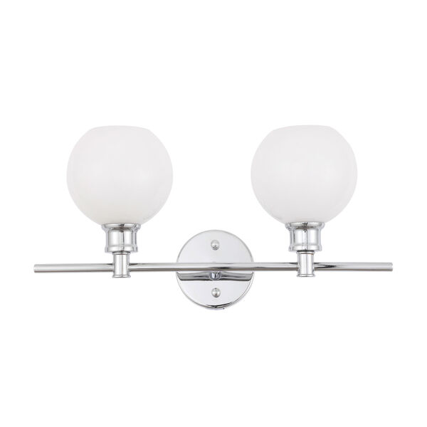 Collier Chrome Two-Light Bath Vanity with Frosted White Glass, image 3