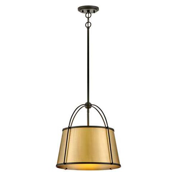 Clarke Black with Lacquered Dark Brass Accents LED Pendant, image 1